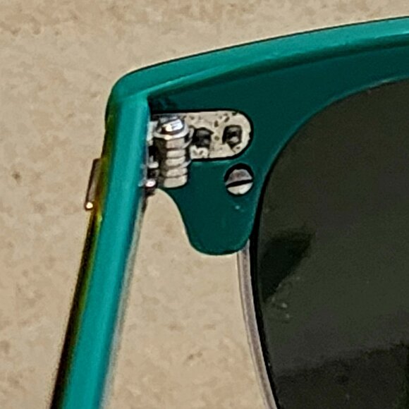 Genuine Ray-Ban RB3106 Clubmaster w/ Black Frame over Silver w/ Green Temples main image 6